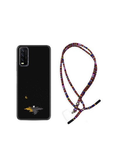 Vivo Y11S Kılıf Rasta Boyun Askılı Ay Ve Kedi 1683