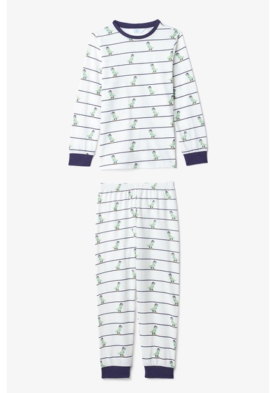 Penti Erkek Çocuk Dino Farm Çizgili Pamuklu Uzun Kollu 2li Pijama Takımı Çok Renkli
