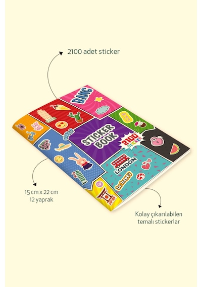 Sticker Book 2100 Adet Renkli Etiket Bang Sticker Book 2100 Adet Renkli Etiket Bang