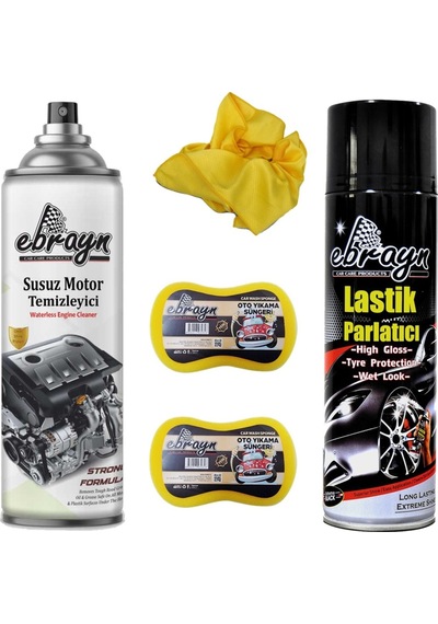Ebrayn Lastik Parlatıcı Motor Temizleyici 2 Ad Sünger M.fiber Bez