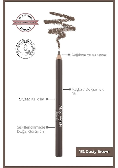 Uzun Süre Kalıcı, Belirginleştirici Şekillendirici Kahve Kaş Kalemi - Brow Liner 152 Dusty Brown Çok Renkli