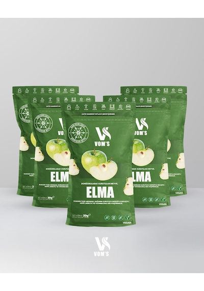 Voms Dondurularak Kurutulmuş Meyve Cipsi - Freeze Dried 5'li Elma Tanışma Paketi 5x20gr 20 G