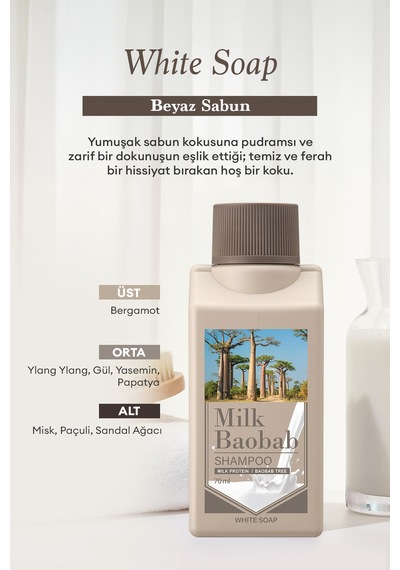 Yıpranmış Saçları Onaran Yoğun Nemlendirici Şampuan Mılk Baobab Original Shampoo White Soap Tüm Saç Tipleri