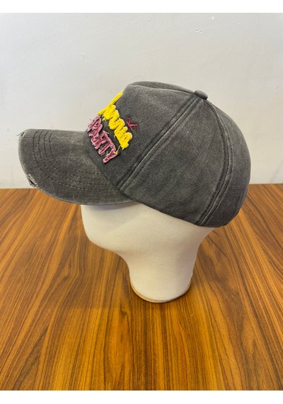 Hamze Vintage Eskitme Yıkamalı Model Nakışlı Unisex Cap Şapka Füme