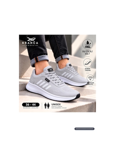 Branca Unisex Kadın Erkek Yarı Ortapedik Günlük Spor Sneaker Yürüyüş Outdoor Ayakkabı Buz - Beyaz Gümüş