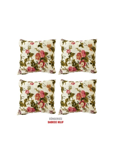 Kırlent Yastık Kılıfı Vip Kılıf 4 Adet-43X43 Cm(Ingiliz Gülü) (525115926)