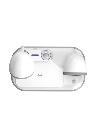 S-link Sl-cw21 Telefon Uyumlu Fast Şarj 15w Ayarlanabilir Led Işıklı Lcd Ekran Double Alarmli Beyaz Masa Lambası