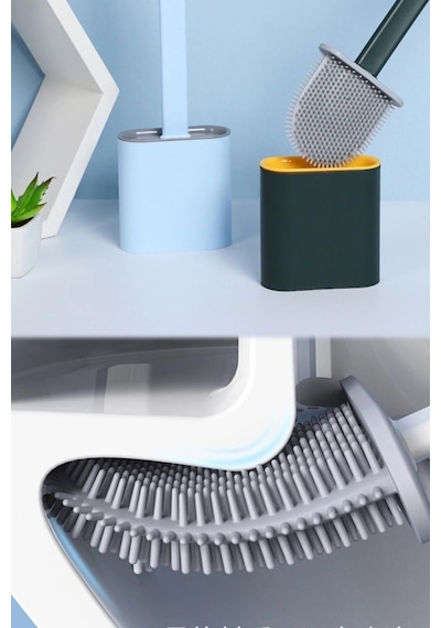 Hijyenik Akıllı Silikon Tuvalet Fırçası Banyo Lavabo Klozet Temizleme Aparatı Asılabilir Standlı Pro Çok Renkli