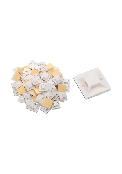 Kare Yapışkanlı Kroşe Kablo Bağı, 20x20mm, 4mm Kablo Geçişi, 50 Adet