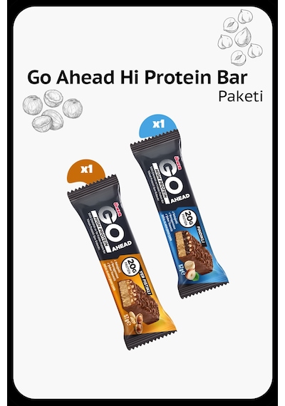 Go Ahead High Protein Bar Tanışma Paketi - Yer Fıstıklı Ve Fındıklı - Birer Adet