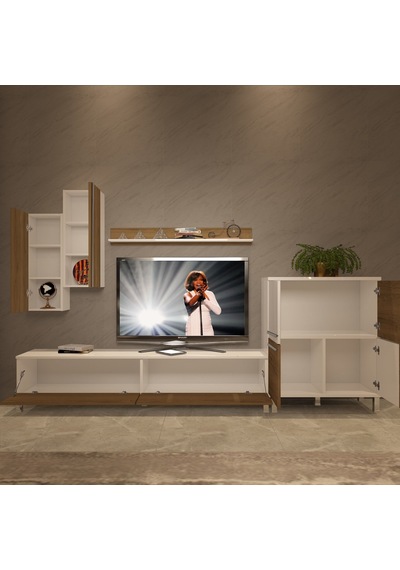 Decoraktiv Eko 6 Mdf Std Krom Ayaklı Tv Ünitesi Tv Sehpası - Beyaz Pera Beyaz - Meşe Decoraktiv Eko 6 Mdf Std Krom Ayaklı Tv Ünitesi Tv Sehpası - Beyaz Pera Beyaz - Meşe