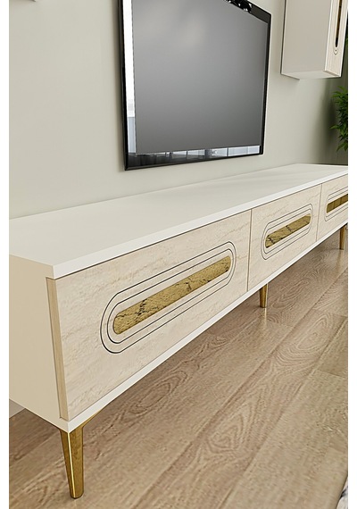Tvr1804btg - Rany Tvr180 Ünitesi Takım Beyaz-traverten-gold 180cm Çok Renkli