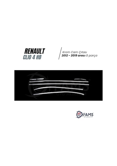 Renault Clio 4 Uyumlu Hb Krom Cam Çıtası 8 Parça 2012-2019 Arası P. Çelik