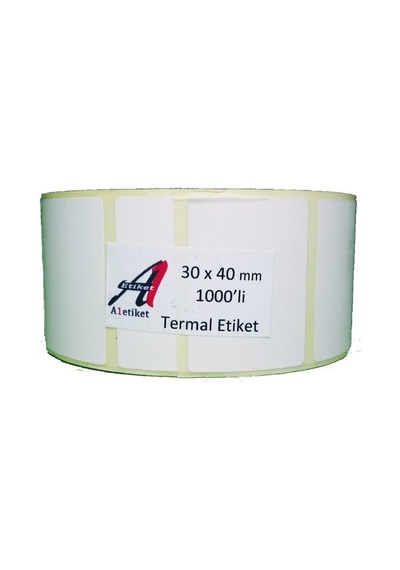 A1 Etiket 30X40 Termal Barkod Etiketi 30 Rulo 30000 Adet