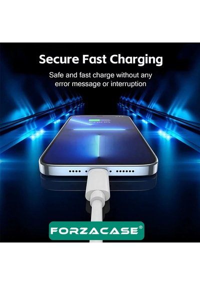 Forzacase Apple Uyumlu iPhone Lightning Usb Şarj Ve Data Kablosu 3a 5 Metre Beyaz - Fc1172 1 Adet