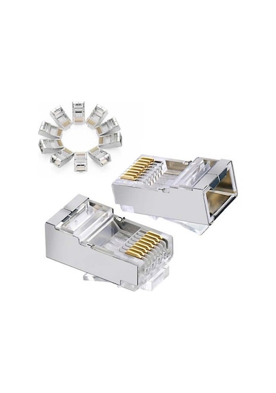 100 Adet - Cat5 Cat6 Metal Konnektör Jack 8p8c Rj45 Ağ Bağlantı Konnektörü
