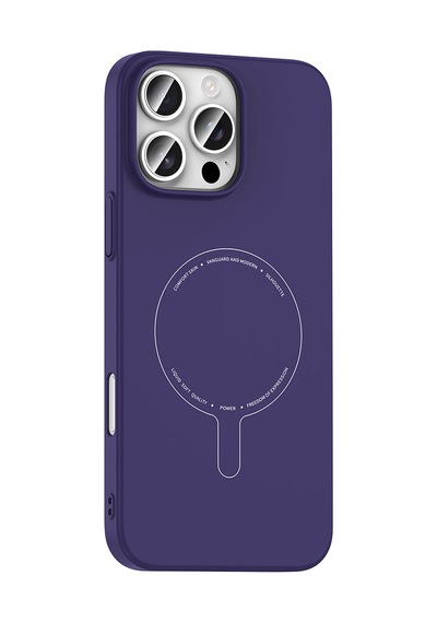 Maks Technology iPhone Uyumlu 16 Pro Kılıf M-safe Şarj Özellikli Kamera Korumalı Mkst Elio Sert Pc Kapak - Derin Mor