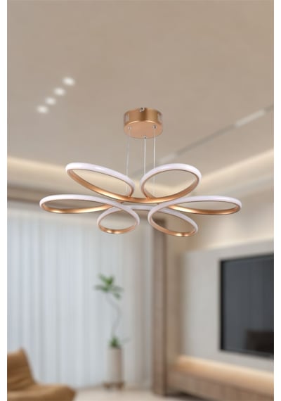 Modern Eskitme Papatya Tek Renk Beyaz&sarı&günışığı Led Avize Gold
