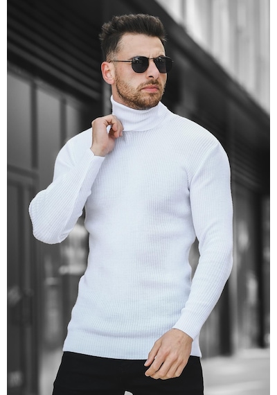Oksit Seka 813 İnce Fitilli Slim Fit Erkek Boğazlı Kazak 001