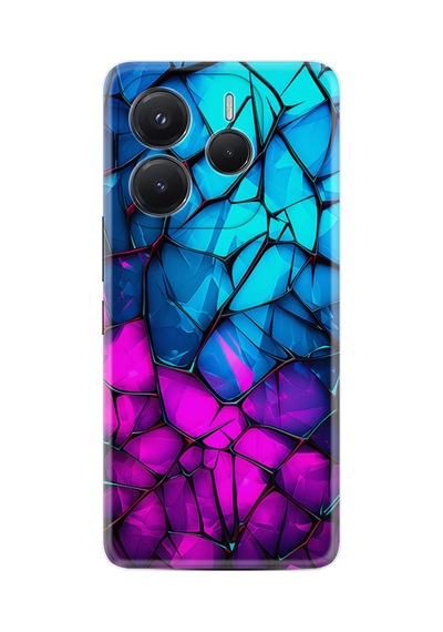 Xiaomi Redmi Note 14 4g Kılıf Limited Resimli Mavi Ve Pembe Kırık Cam 220