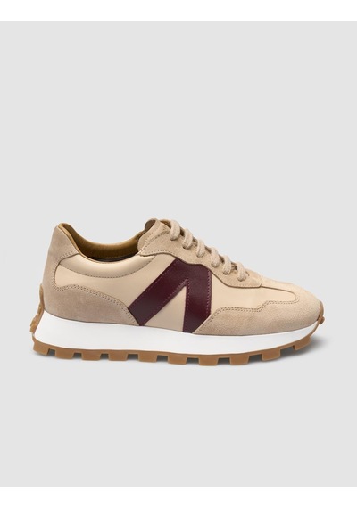%100 Hakiki Deri Bej Kadın Sneaker Bej