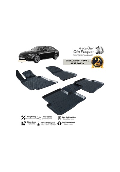 3d Paspas Siyah Mercedes C Serisi W205 2015+