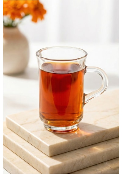Lav Ada Cam Kulplu Çay Bardağı 6 Kişilik 155 ml Kulplu