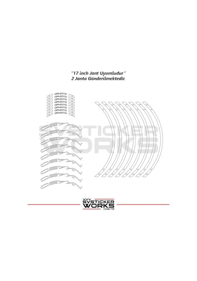 Cfmoto 450nk Jant Sticker Jant İç Yazı Ve Dış Şerit 24'lü Set Sticker Etiket Diğer