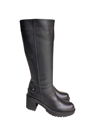 Tufan Shoes Siyah Hakiki Deri Fermuarlı Çizme Siyah