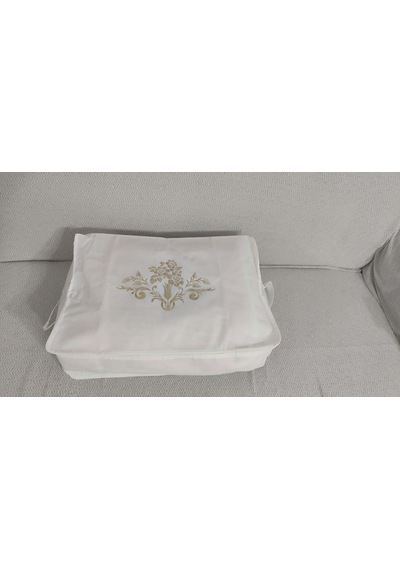 4 Lu Desenli Baza Altı Çekyat Hurç 60 40 22 Cm Beyaz