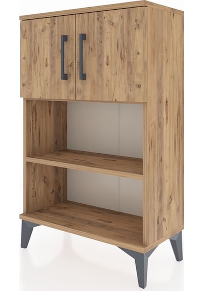 Arges Komodin 2 Raflı 2 Kapaklı 60x30x96 Çam-çam Atlas Çam