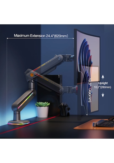 Nb North Bayou F6 32-60 İnç 2-20 Kg Vesa Uyumlu Gaming Rgb Monitör Standı NB F6 G