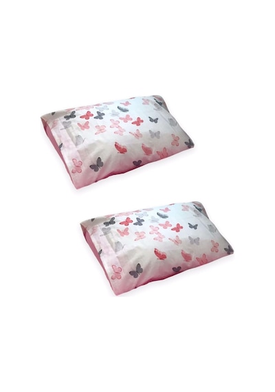 Bebek Özel Bebek Çocuk Yastık Kılıfı 35x45 CM 2 Adet, Pembe Kelebekli Çok Renkli