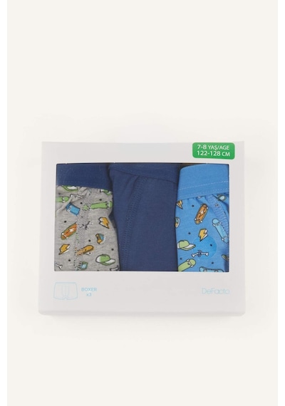 Defacto Kaykay Baskılı Penye 3lü Boxer Erkek Çocuk H1636a826smın176 İndigo-ın176
