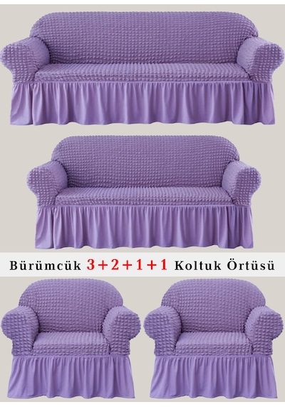 StarMall Bürümcük Koltuk Örtüsü, Berjer, Çekyat Kılıfı 3211 Takım Lila