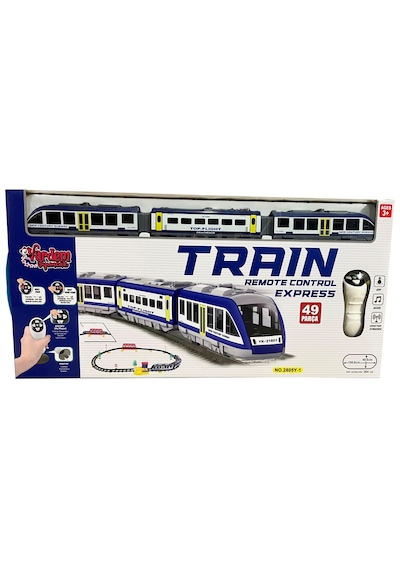 Vardemuzaktan Kumandalı 49 Parça Işıklı 265 Cm Express Mavi Renk Tren Set