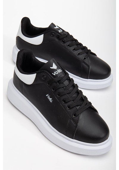 Dilimler Ayakkabı Unisex Spor Ayakkabı Siyah Yüksek Taban Hafif Suni Deri-4156 Siyah