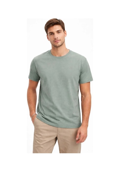 Erkek Bisiklet Yaka Tişört Regular Kalıp Basic Pamuklu Günlük Kullanım T-shirt - Mint Yeşili Mint Yeşili