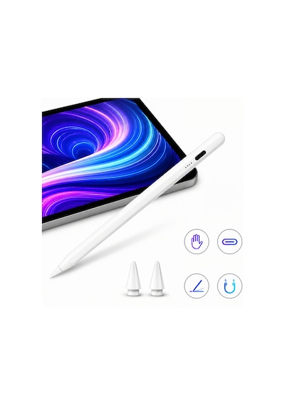 İpad Air 11 M2/m3 İle Uyumlu Notepen Gen3 Stylus Kalem Avuç İçi Algılama Eğim Destekli Beyaz