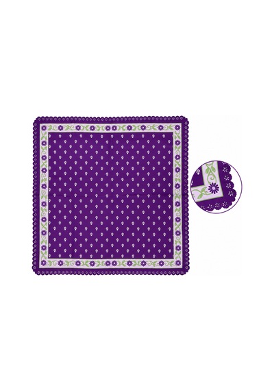 Tarzını Seç Mor Papatya Çerçeve Desenli Dantel Oya Kesim Fular / Bandana 70 X 70 Cm