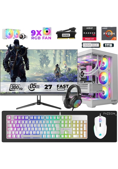 Xaser Star X600 R7-7800X3D 32 GB 1 TB SSD 16 GB RX9060XT 27" Dos NVME Masaüstü Oyuncu Bilgisayarı
