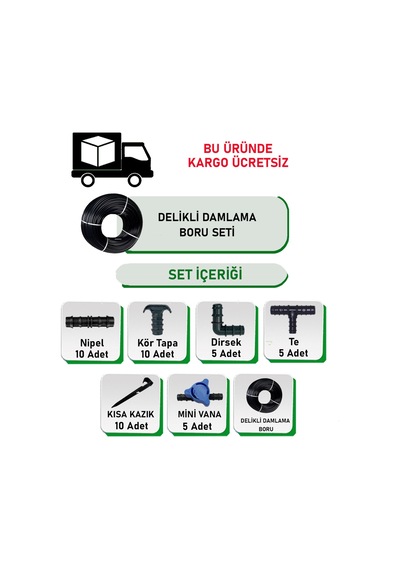 16 Mm Delikli Damlama Sulama Boru Set 200 Metre