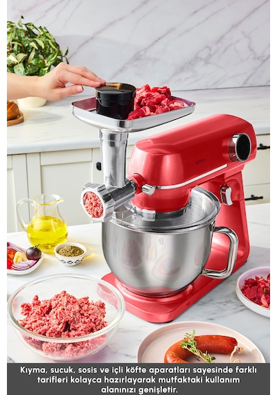 Karaca Multichef Artisan Kıyma Çekme/ Sucuk-sosis/içli Köfte Aparatlı Digital Ekran Tam Döküm Kıyma Aparatlı Hamur Yoğurma Makinesi Red 7l Pro Artisan Karaca Multichef Artisan Kıyma Çekme/ Sucuk-sosis/içli Köfte Aparatlı Digital Ekran Tam Döküm Kıyma Aparatlı Hamur Yoğurma Makinesi Red 7l Pro Artisan