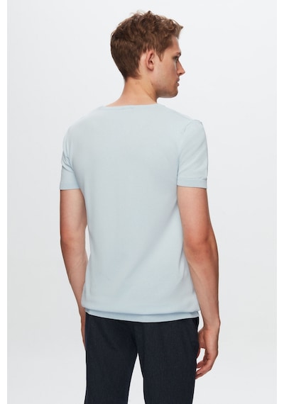 D's Damat Slim Fit Mavi Düz Örgü Rayon Örme T-Shirt 0Ef069421003M Mavi