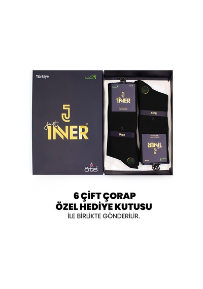 Just Inner Erkek 6 Lı Bambu Çorap Kışlık Terletmez Yapı 11600 Siyah