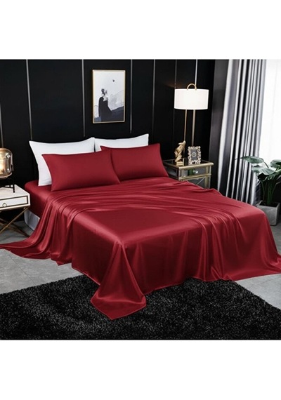 Metin Ev Premium 120 Tel Pamuk Saten Lastiksiz Çarşaf Seti 2 Y Kırmızı