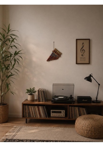 Pan Flüt 8 Li Bambu El Yapımı Otantik Müzik Aleti Dekoratif Üflemeli Çalgı