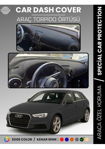 Audi A3 2013-2020 Torpido Örtüsü Ön Göğüs Koruma Torpido Koruma Araca Özel Kaymaz Kolay Montaj - 634 Stiloto