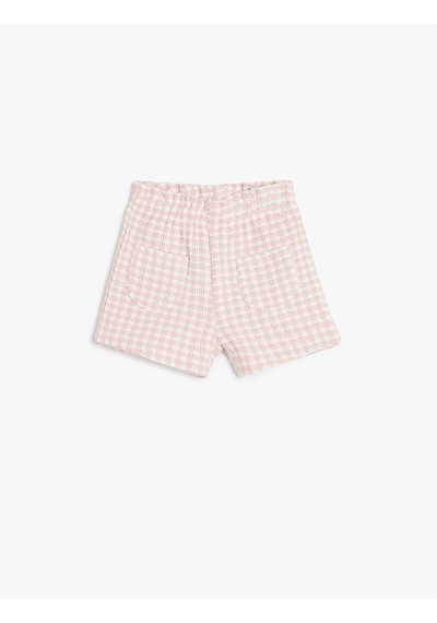 Koton Tüvit Şort Beli Lastikli Cep Detaylı Pembe Ekose 5wmg40013aw Pembe Ekoseli Pembe
