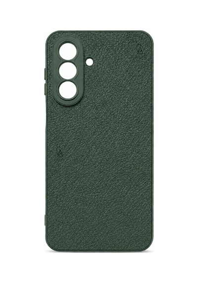 Samsung Galaxy A27 Uyumlu Deri Dokulu Silikon Telefon Kılıfı Ve Şeffaf Temperli Cam Ekran Koruyucu Koyu Yeşil